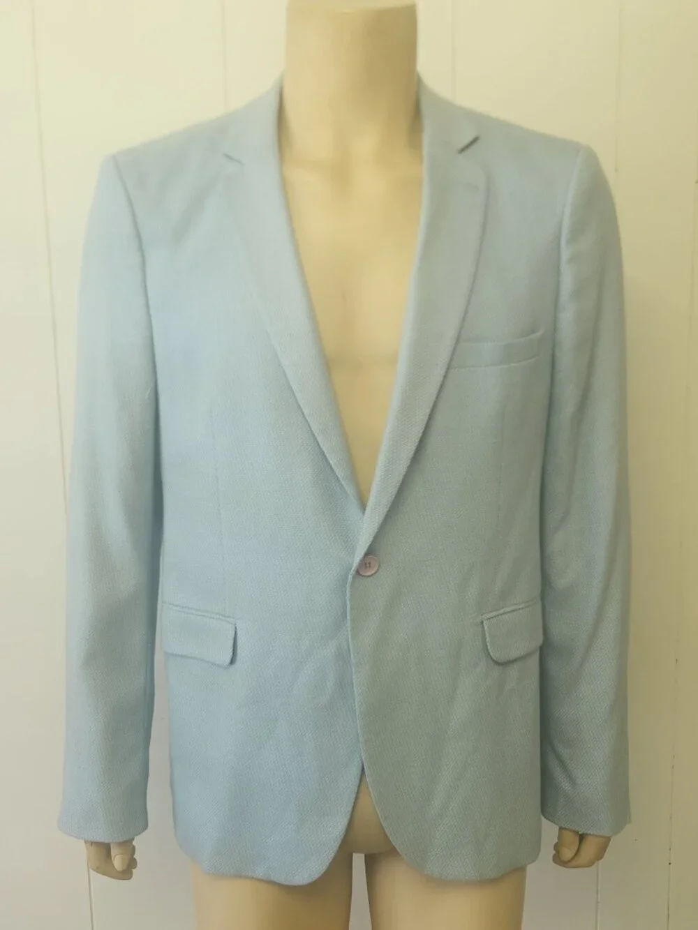 sky blue sport coat 42R men's soft flannel Efendi one button